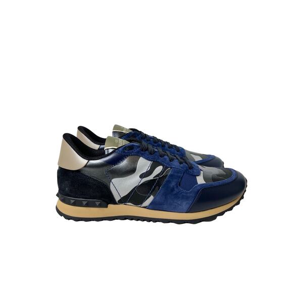 NWT! Valentino Men's Rockrunner Camouflage Laminated Sneaker, Size 46